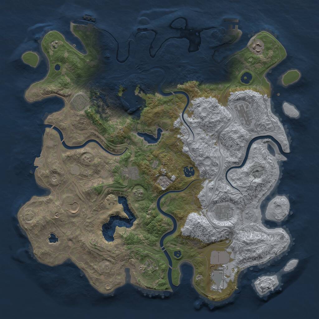 Rust Map: Procedural Map, Size: 4300, Seed: 1222554110, 17 Monuments