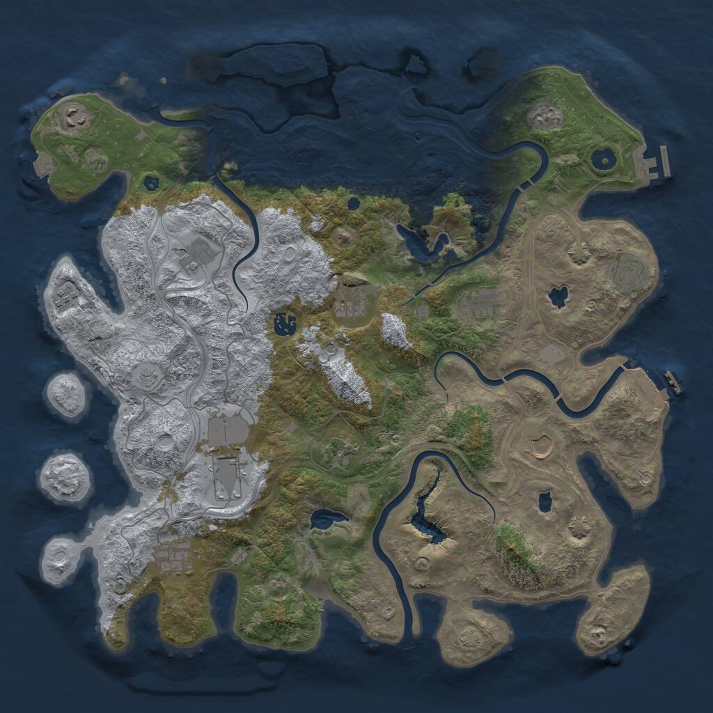Rust Map: Procedural Map, Size: 4500, Seed: 1215339121, 17 Monuments