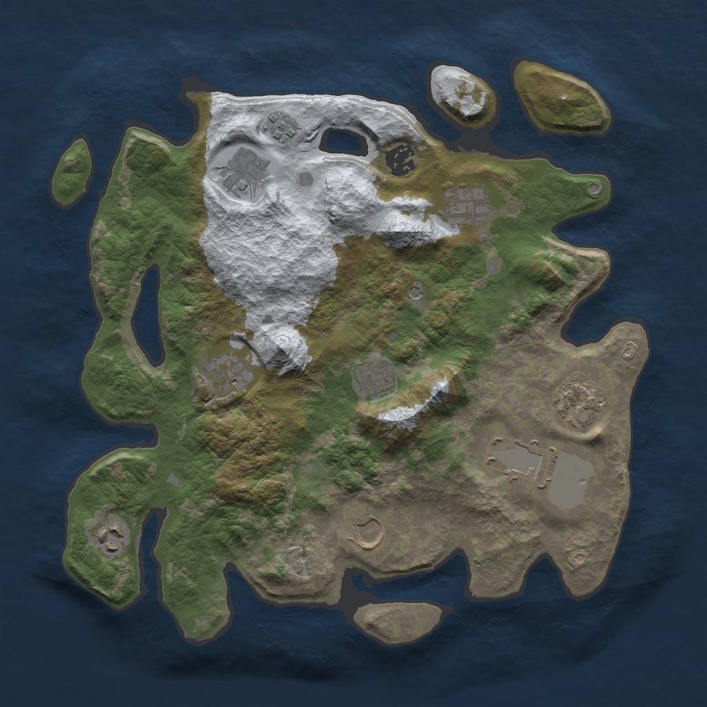 Rust Map: Barren, Size: 3500, Seed: 1187, 13 Monuments