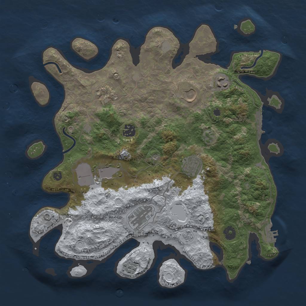 Rust Map: Procedural Map, Size: 3500, Seed: 238317479, 17 Monuments