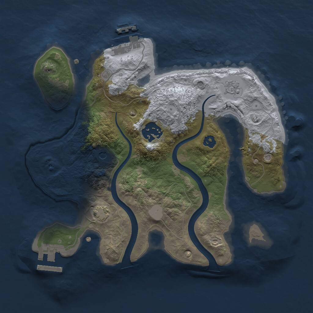 Rust Map: Procedural Map, Size: 2500, Seed: 43568943, 7 Monuments