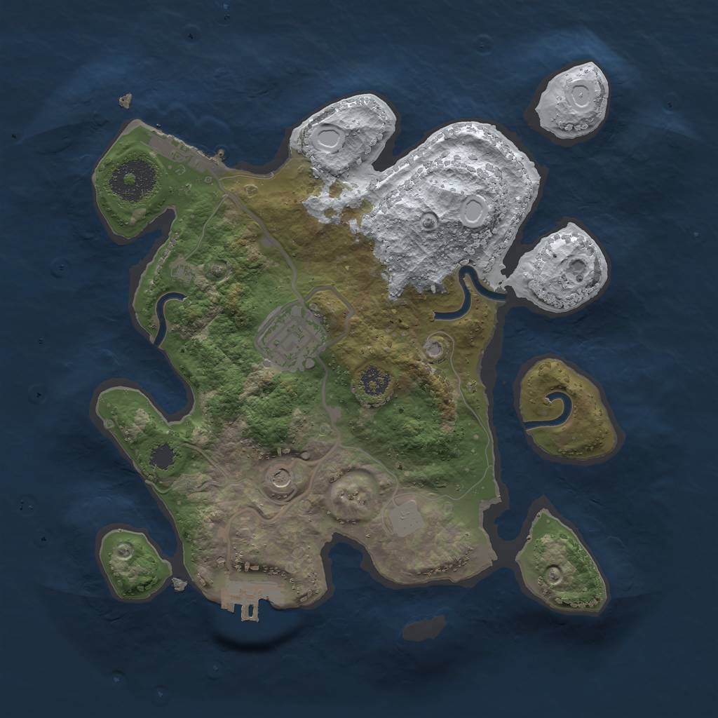 Rust Map: Procedural Map, Size: 2500, Seed: 545937693, 9 Monuments