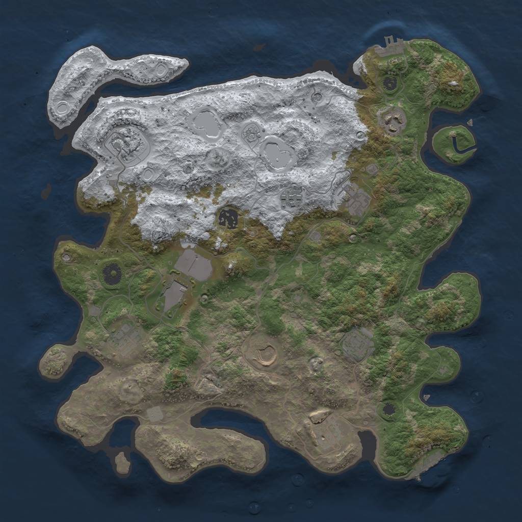 Rust Map: Procedural Map, Size: 3850, Seed: 991151426, 19 Monuments