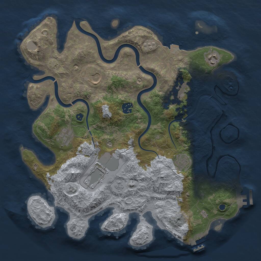 Rust Map: Procedural Map, Size: 3500, Seed: 934552272, 14 Monuments