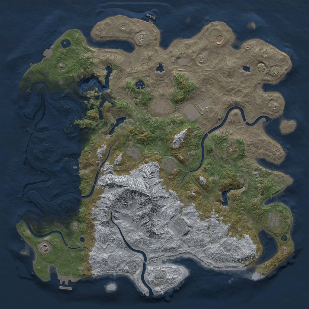 Rust Map: Procedural Map, Size: 5000, Seed: 15095110, 17 Monuments