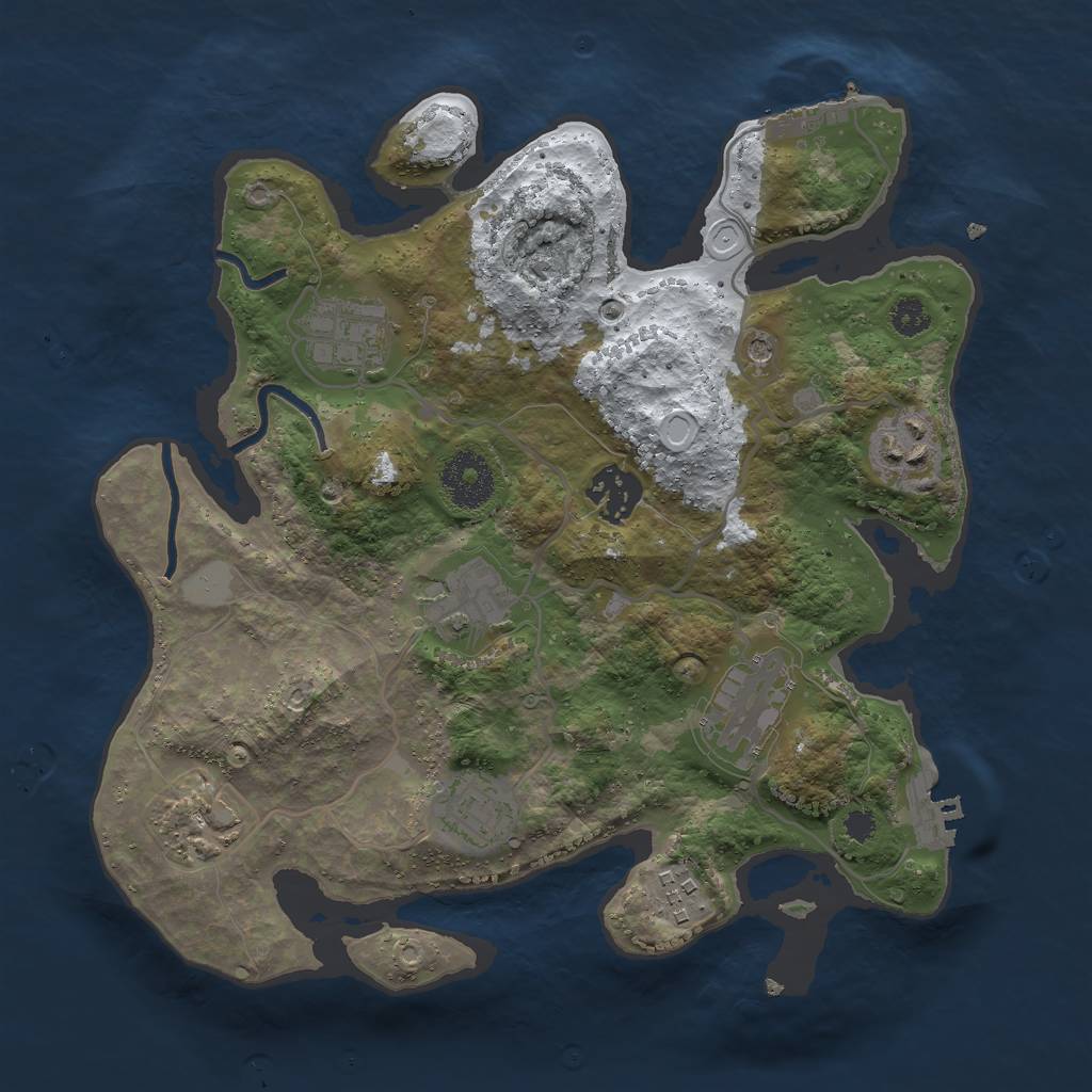 Rust Map: Procedural Map, Size: 3000, Seed: 1246801923, 16 Monuments