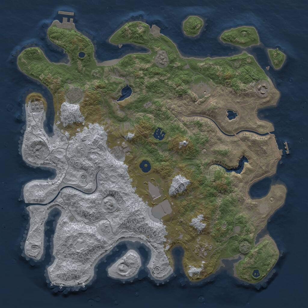 Rust Map: Procedural Map, Size: 4000, Seed: 1344113557, 14 Monuments