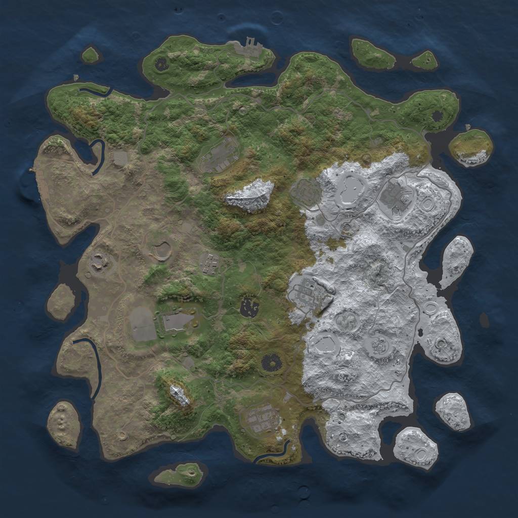 Rust Map: Procedural Map, Size: 4000, Seed: 411073, 19 Monuments