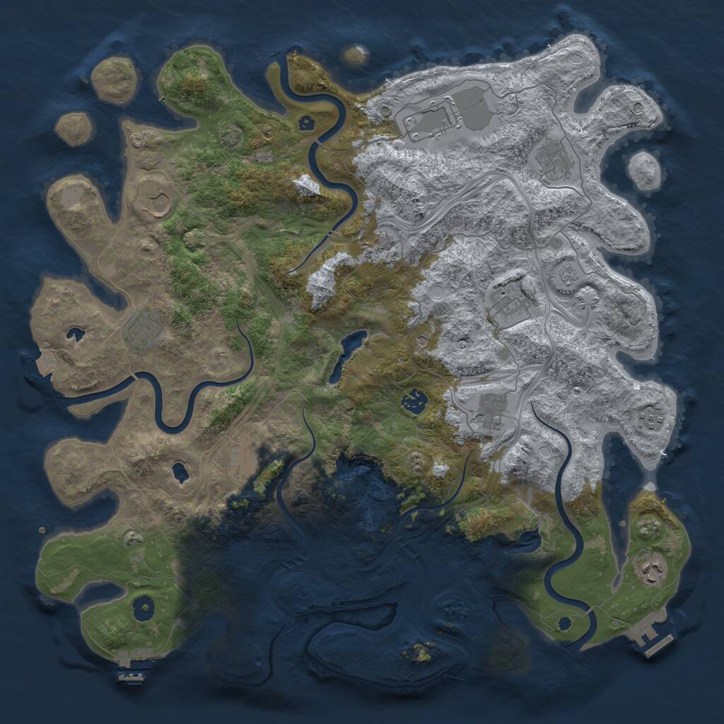 Rust Map: Procedural Map, Size: 4500, Seed: 716069601, 17 Monuments