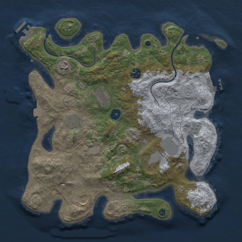 Rust Map: Procedural Map, Size: 3500, Seed: 1184327, 13 Monuments