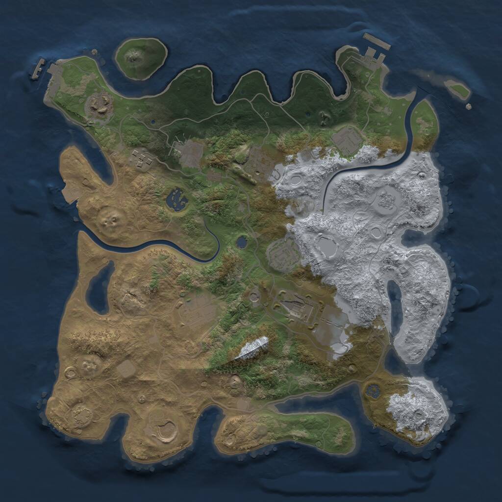 Rust Map: Procedural Map, Size: 3500, Seed: 1184327, 17 Monuments