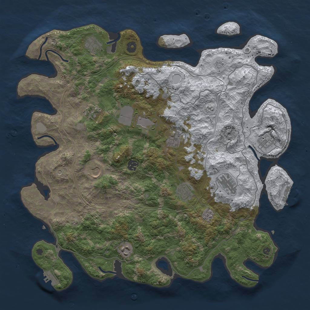 Rust Map: Procedural Map, Size: 4250, Seed: 345278807, 20 Monuments