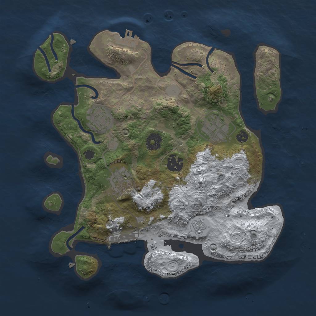 Rust Map: Procedural Map, Size: 2800, Seed: 2110137572, 12 Monuments
