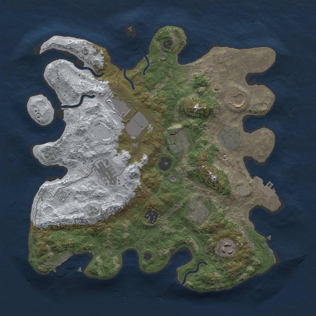 Rust Map: Procedural Map, Size: 3500, Seed: 1208797105, 18 Monuments