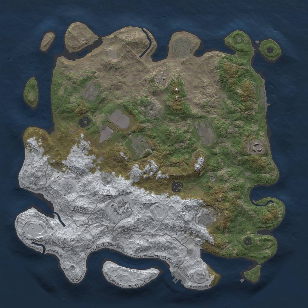 Rust Map: Procedural Map, Size: 4001, Seed: 2072287173, 19 Monuments