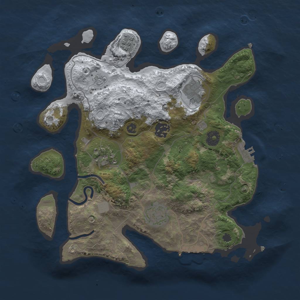 Rust Map: Procedural Map, Size: 3000, Seed: 914354103, 13 Monuments