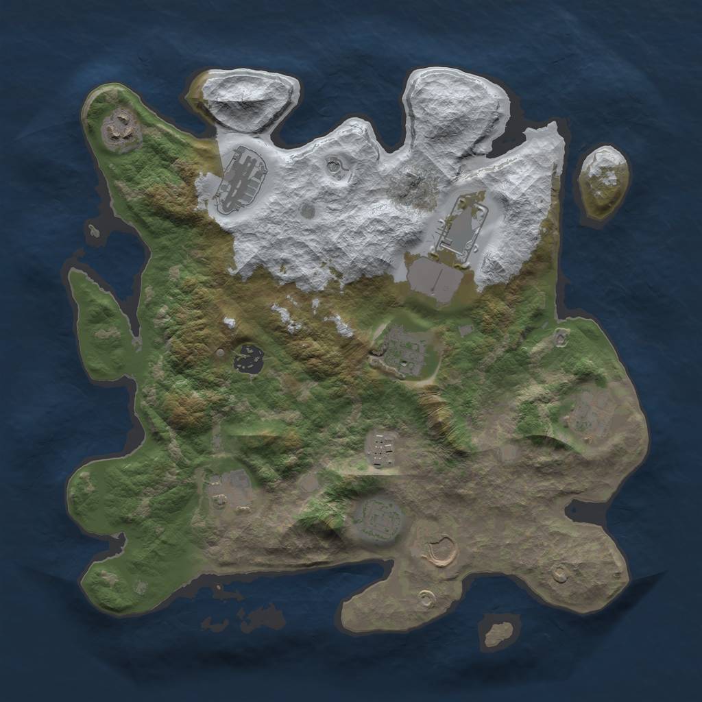 Rust Map: Barren, Size: 3500, Seed: 825806465, 13 Monuments
