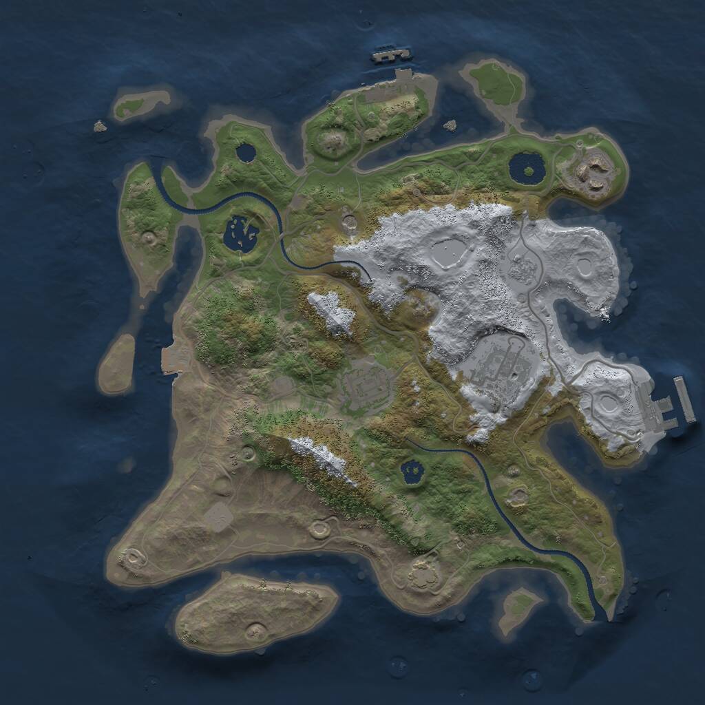 Rust Map: Procedural Map, Size: 3000, Seed: 1072141686, 10 Monuments