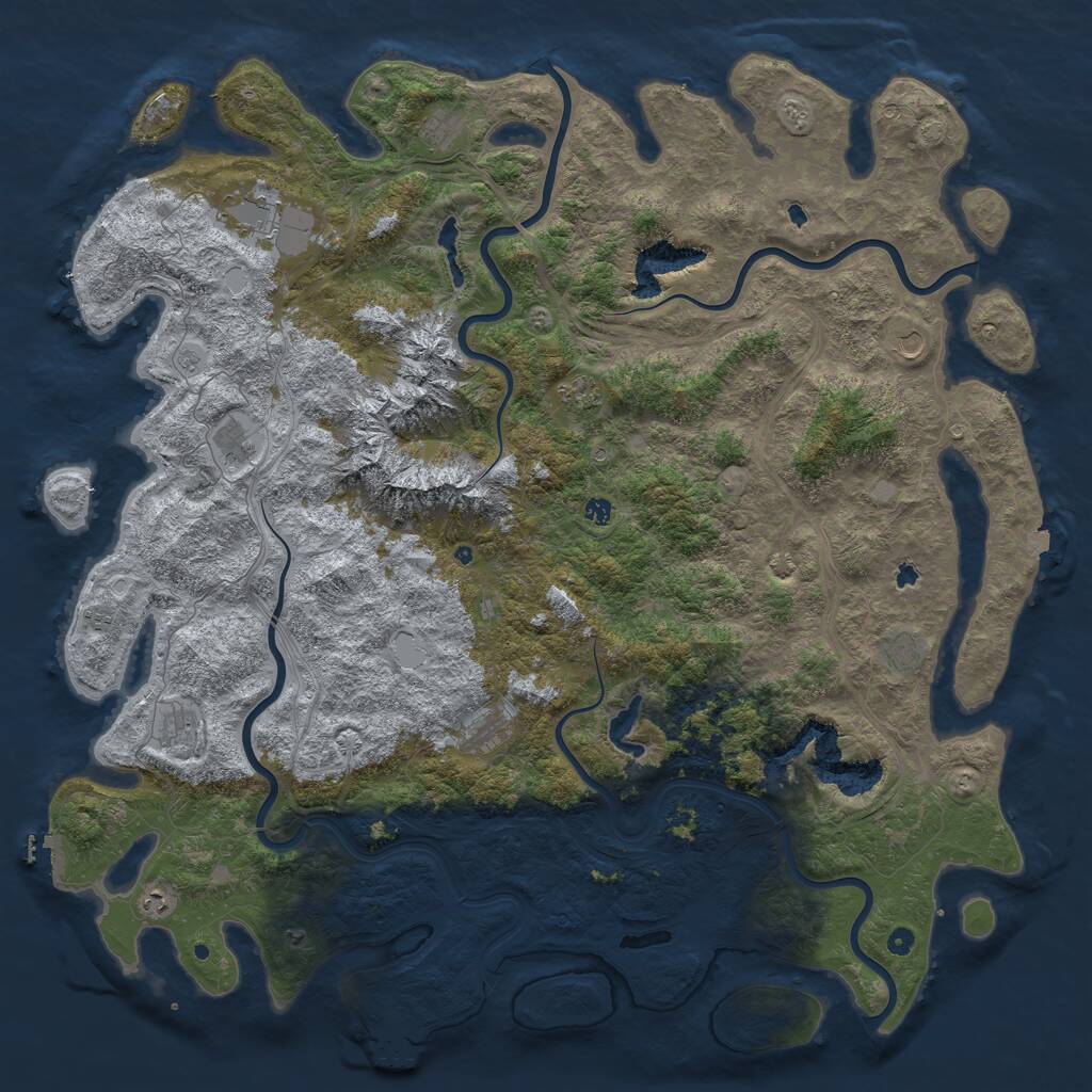 Rust Map: Procedural Map, Size: 6000, Seed: 186648, 17 Monuments