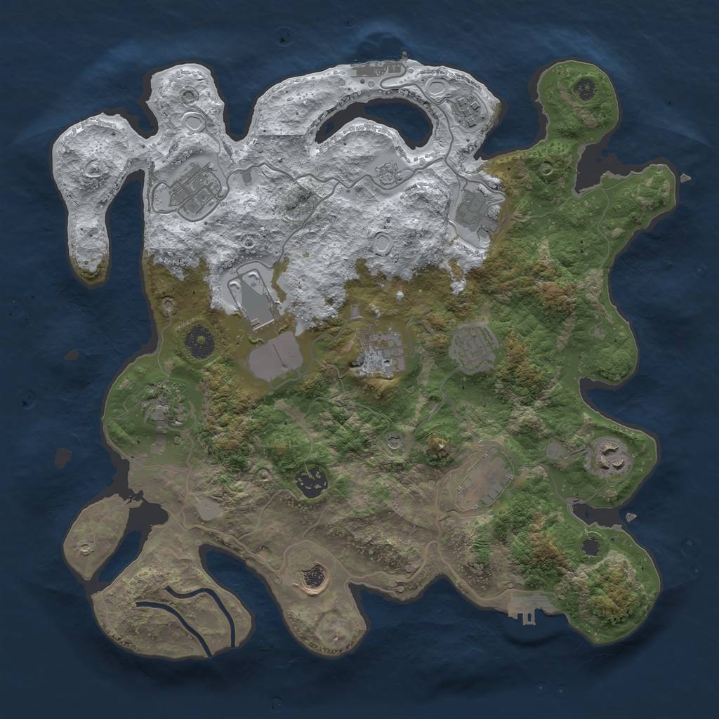 Rust Map: Procedural Map, Size: 3500, Seed: 156680712, 20 Monuments