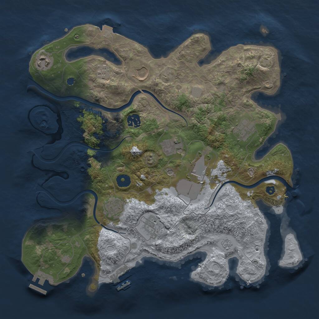 Rust Map: Procedural Map, Size: 3500, Seed: 1126660785, 15 Monuments