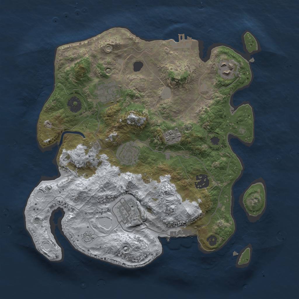 Rust Map: Procedural Map, Size: 3000, Seed: 654983, 14 Monuments