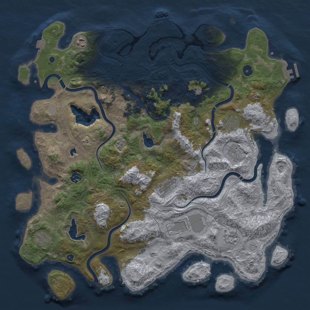Rust Map: Procedural Map, Size: 4500, Seed: 1276143720, 16 Monuments