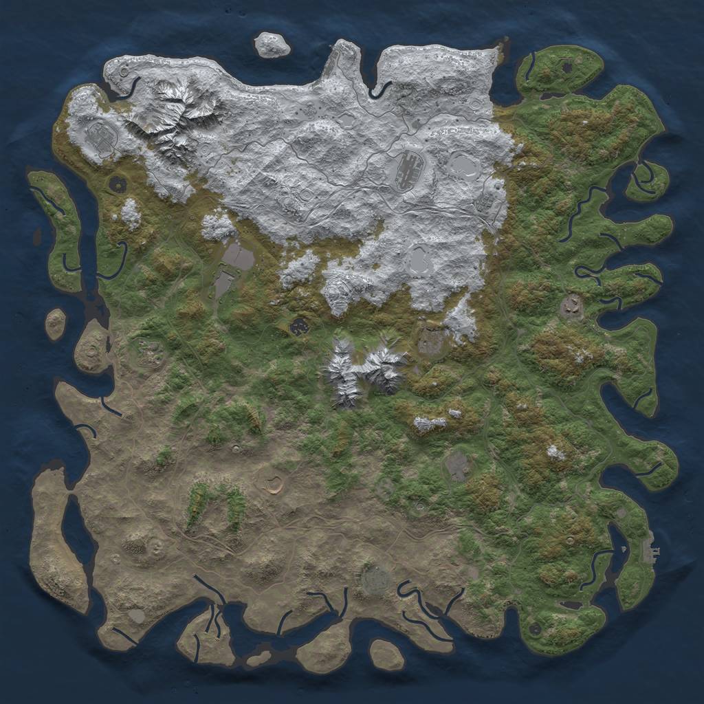 Rust Map: Procedural Map, Size: 6000, Seed: 493576, 20 Monuments