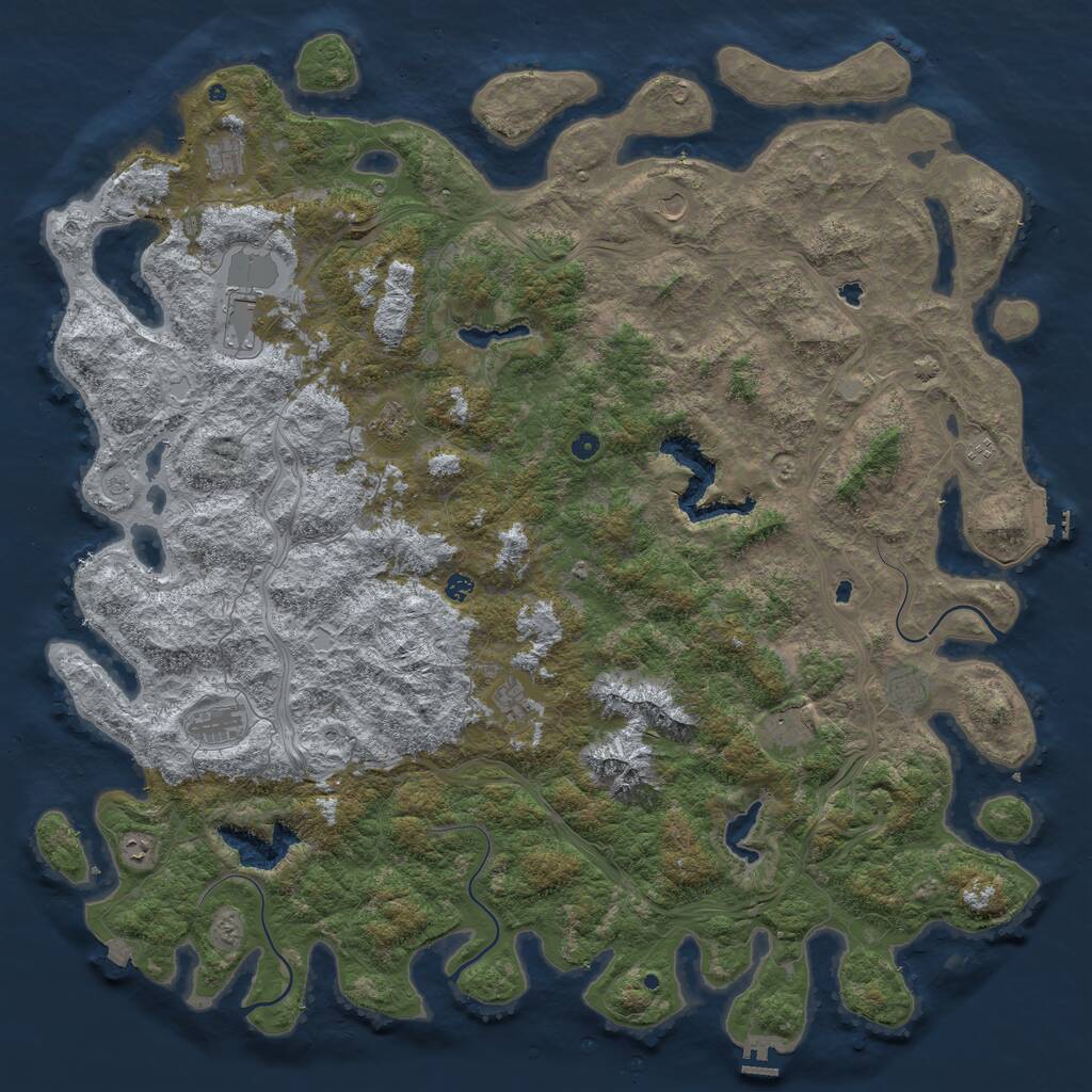 Rust Map: Procedural Map, Size: 6000, Seed: 280021883, 17 Monuments