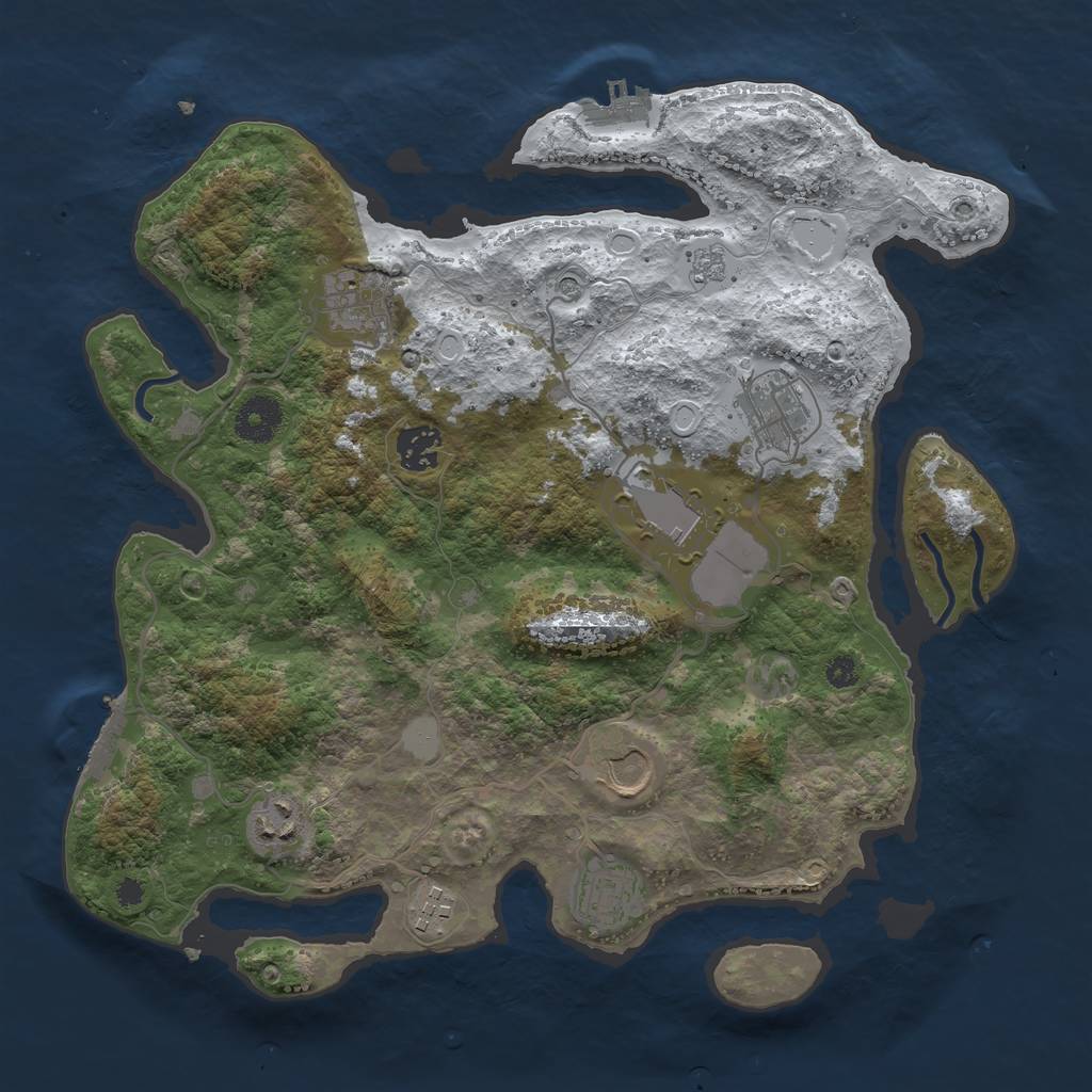 Rust Map: Procedural Map, Size: 3500, Seed: 91401, 17 Monuments