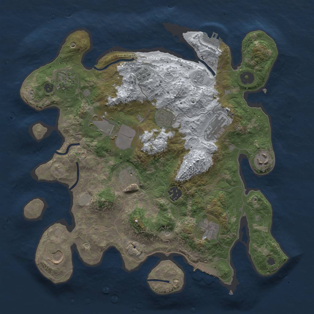 Rust Map: Procedural Map, Size: 3500, Seed: 1073192396, 19 Monuments