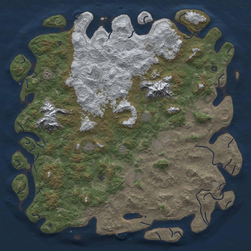 Rust Map: Procedural Map, Size: 6000, Seed: 338813675, 20 Monuments