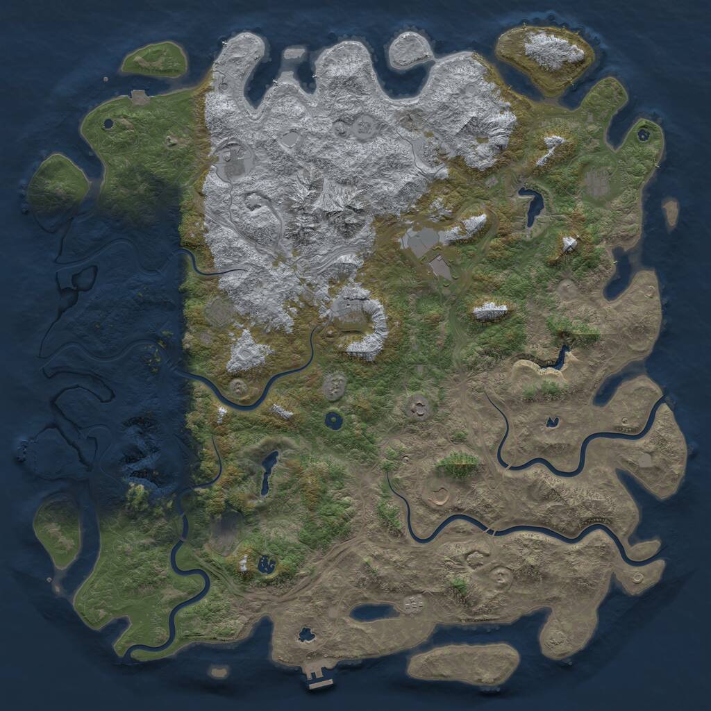 Rust Map: Procedural Map, Size: 6000, Seed: 338813675, 17 Monuments