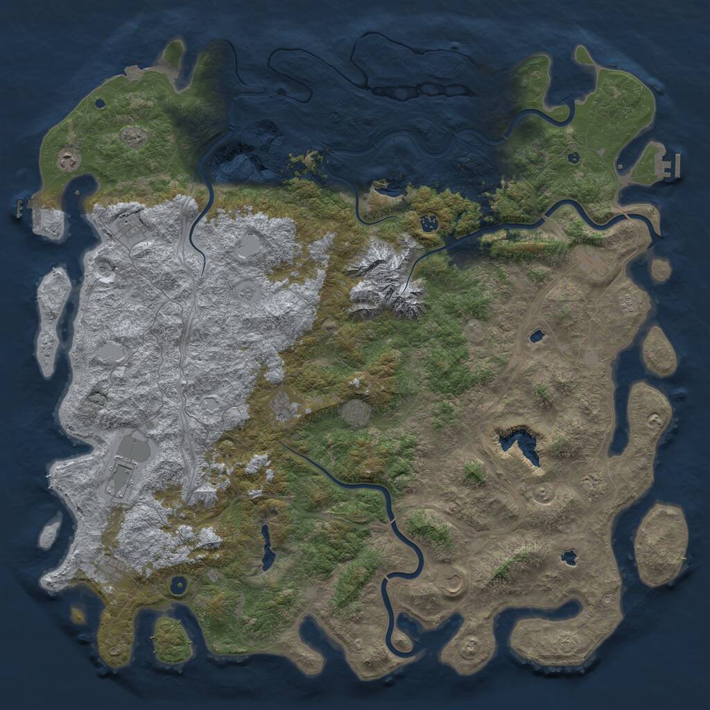 Rust Map: Procedural Map, Size: 6000, Seed: 249133, 17 Monuments
