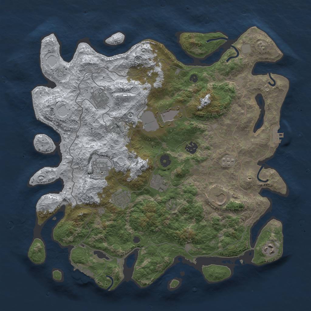 Rust Map: Procedural Map, Size: 4000, Seed: 766670699, 18 Monuments