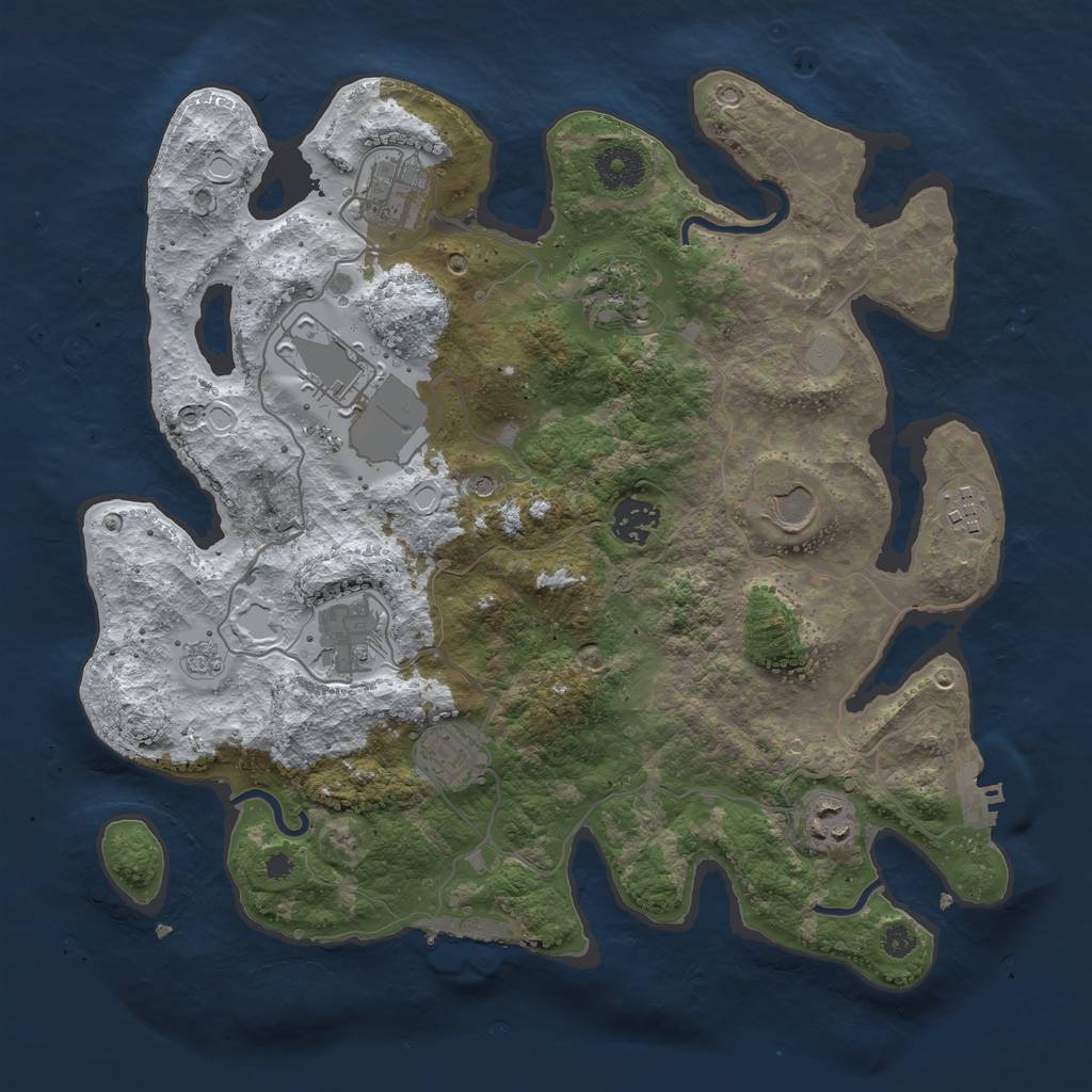 Rust Map: Procedural Map, Size: 3500, Seed: 363807, 18 Monuments