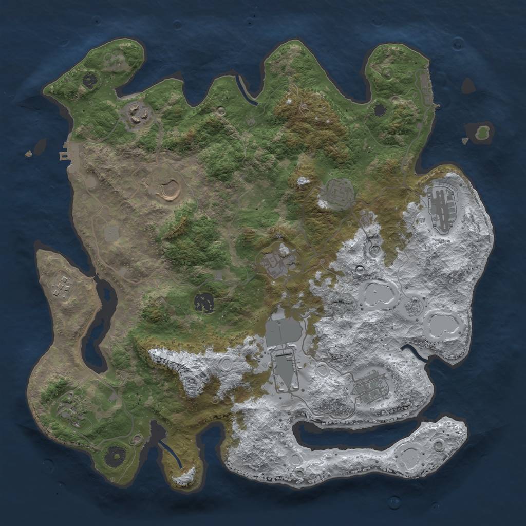 Rust Map: Procedural Map, Size: 3750, Seed: 1707693408, 19 Monuments