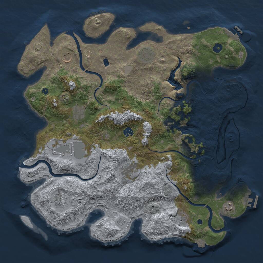 Rust Map: Procedural Map, Size: 4200, Seed: 353718085, 16 Monuments
