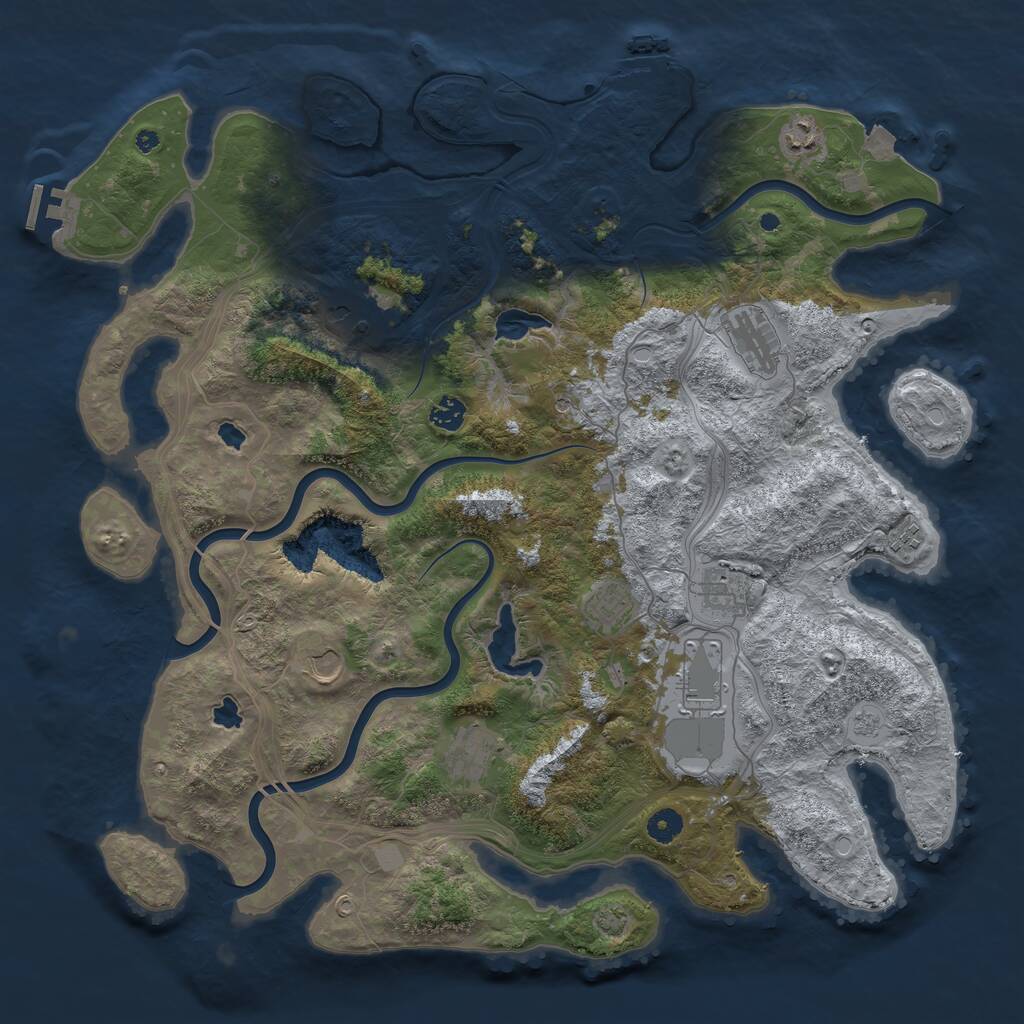 Rust Map: Procedural Map, Size: 4500, Seed: 599421, 16 Monuments