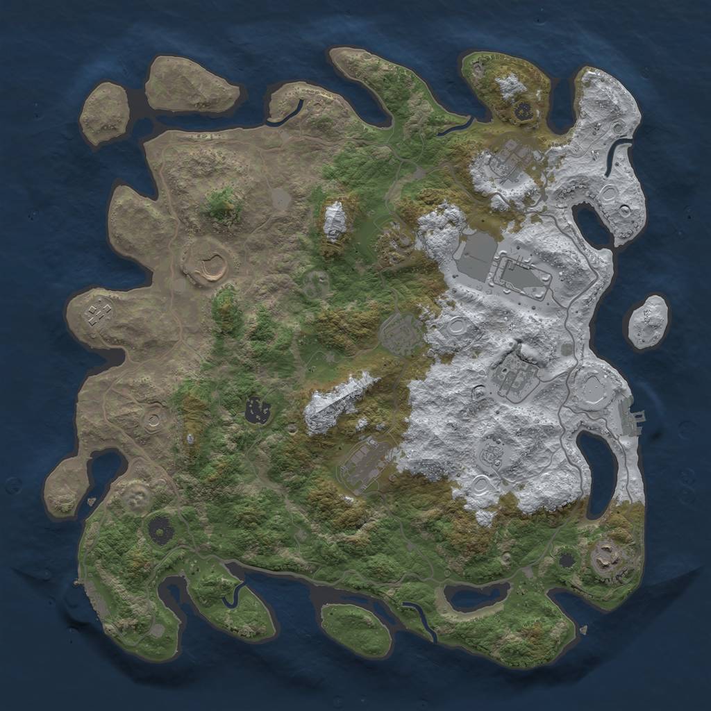 Rust Map: Procedural Map, Size: 4000, Seed: 131073, 19 Monuments