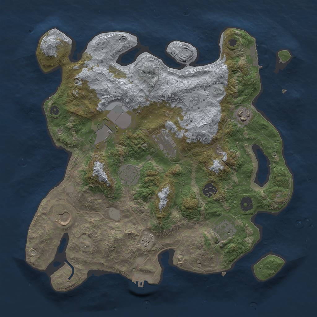 Rust Map: Procedural Map, Size: 3500, Seed: 743257650, 17 Monuments