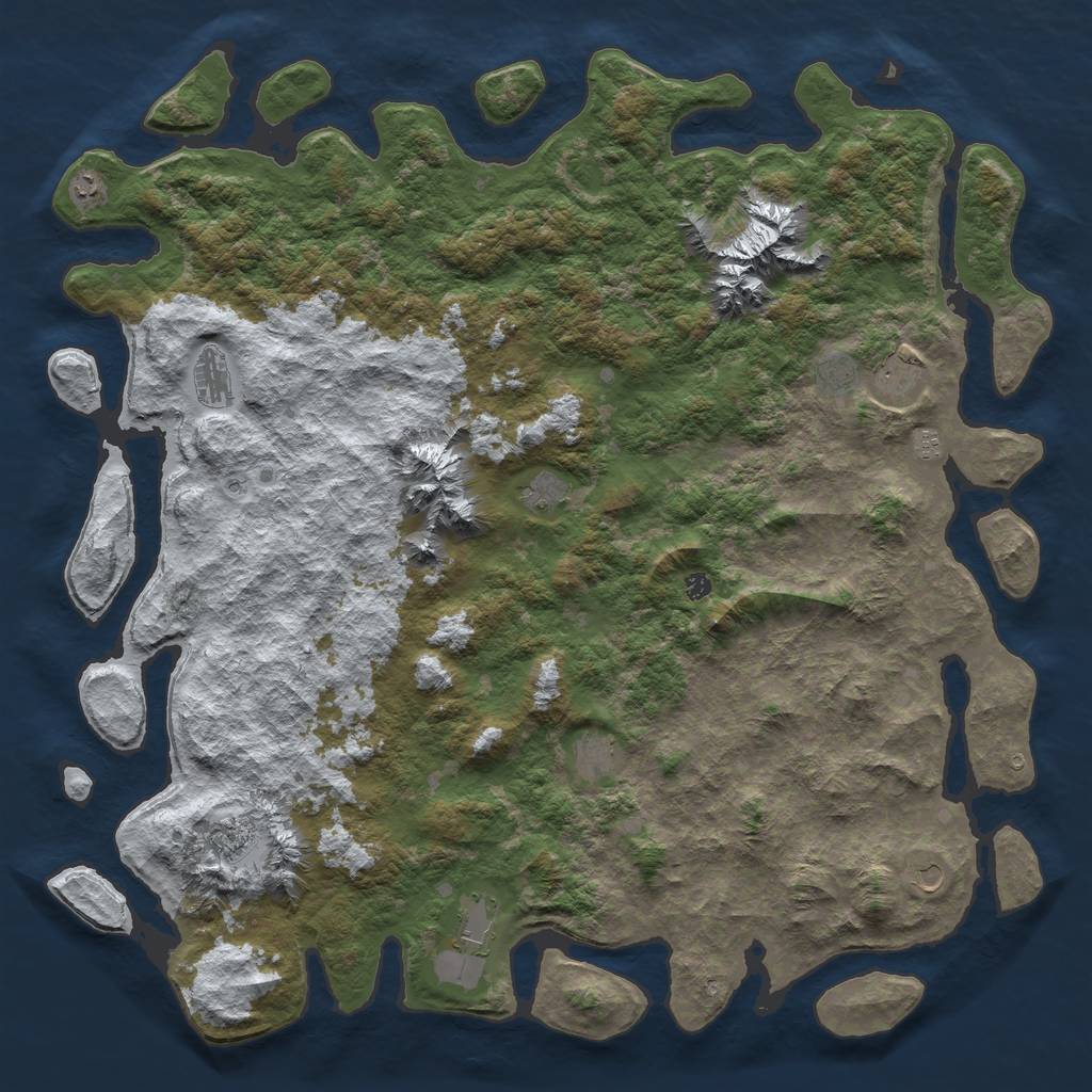 Rust Map: Barren, Size: 6000, Seed: 12345, 14 Monuments