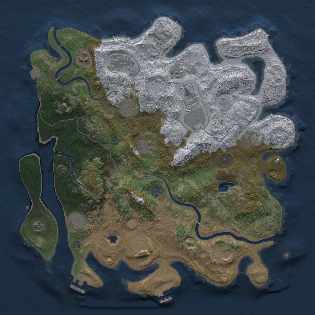 Rust Map: Procedural Map, Size: 4000, Seed: 1850947063, 19 Monuments