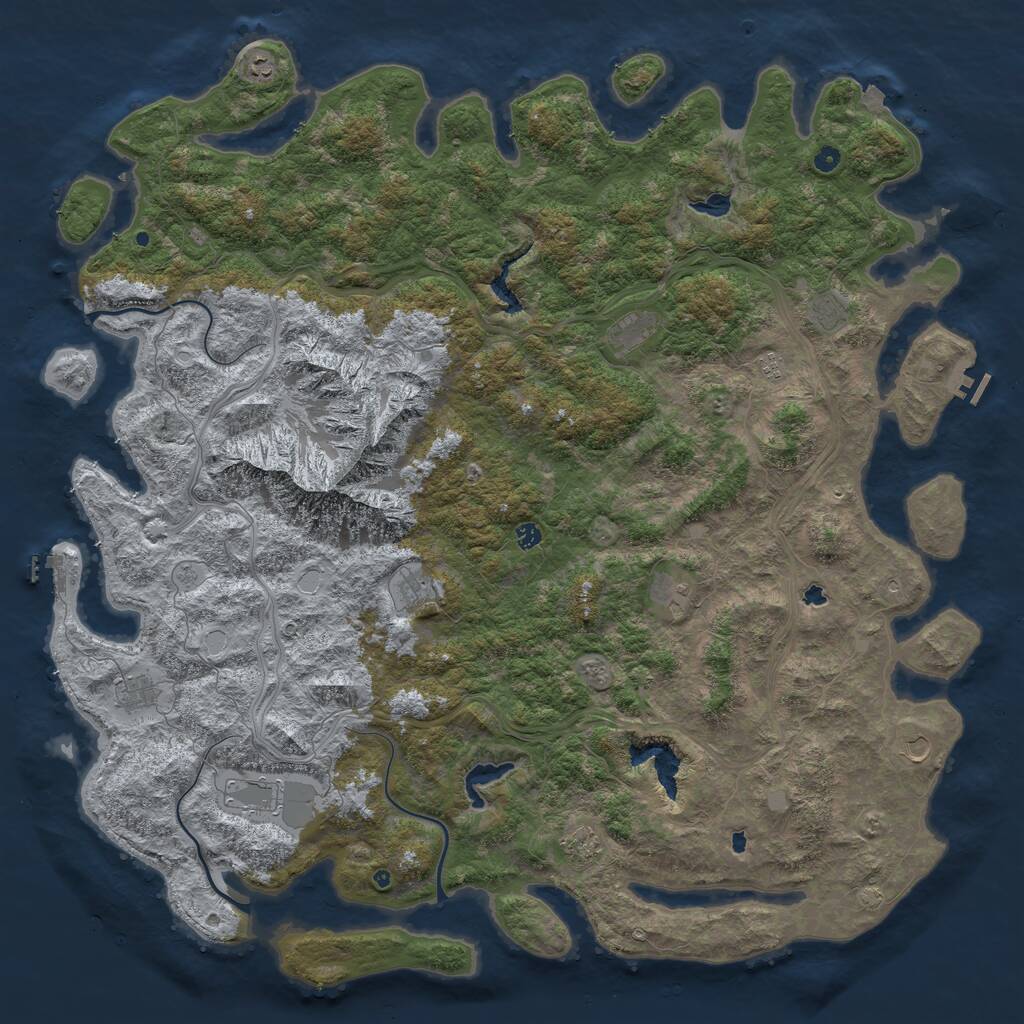 Rust Map: Procedural Map, Size: 6000, Seed: 682198, 17 Monuments