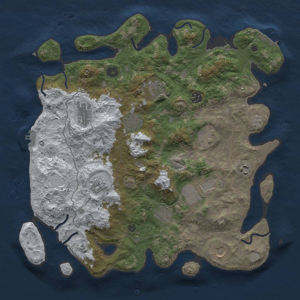 Rust Map: Procedural Map, Size: 4000, Seed: 1354179503, 20 Monuments