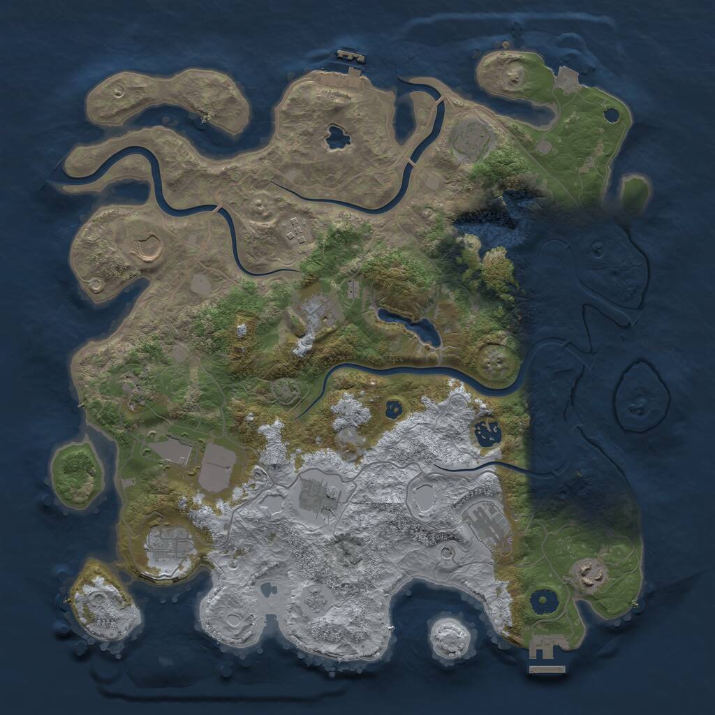 Rust Map: Procedural Map, Size: 4000, Seed: 226157463, 17 Monuments