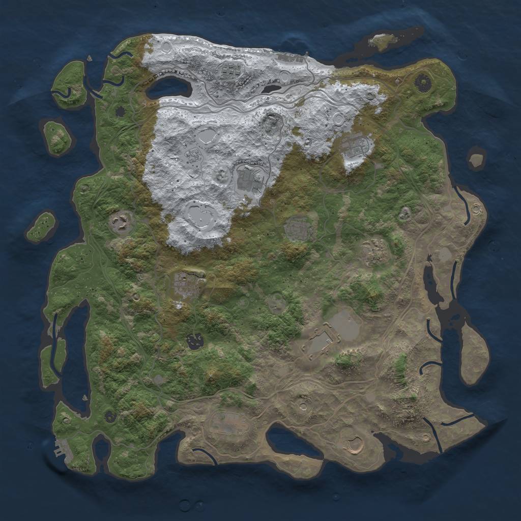 Rust Map: Procedural Map, Size: 4500, Seed: 1006922601, 20 Monuments