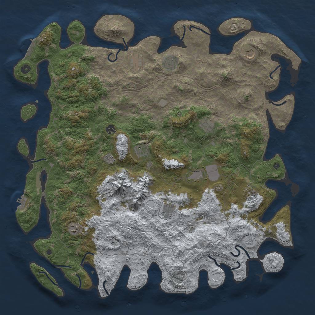 Rust Map: Procedural Map, Size: 5000, Seed: 93939393, 20 Monuments