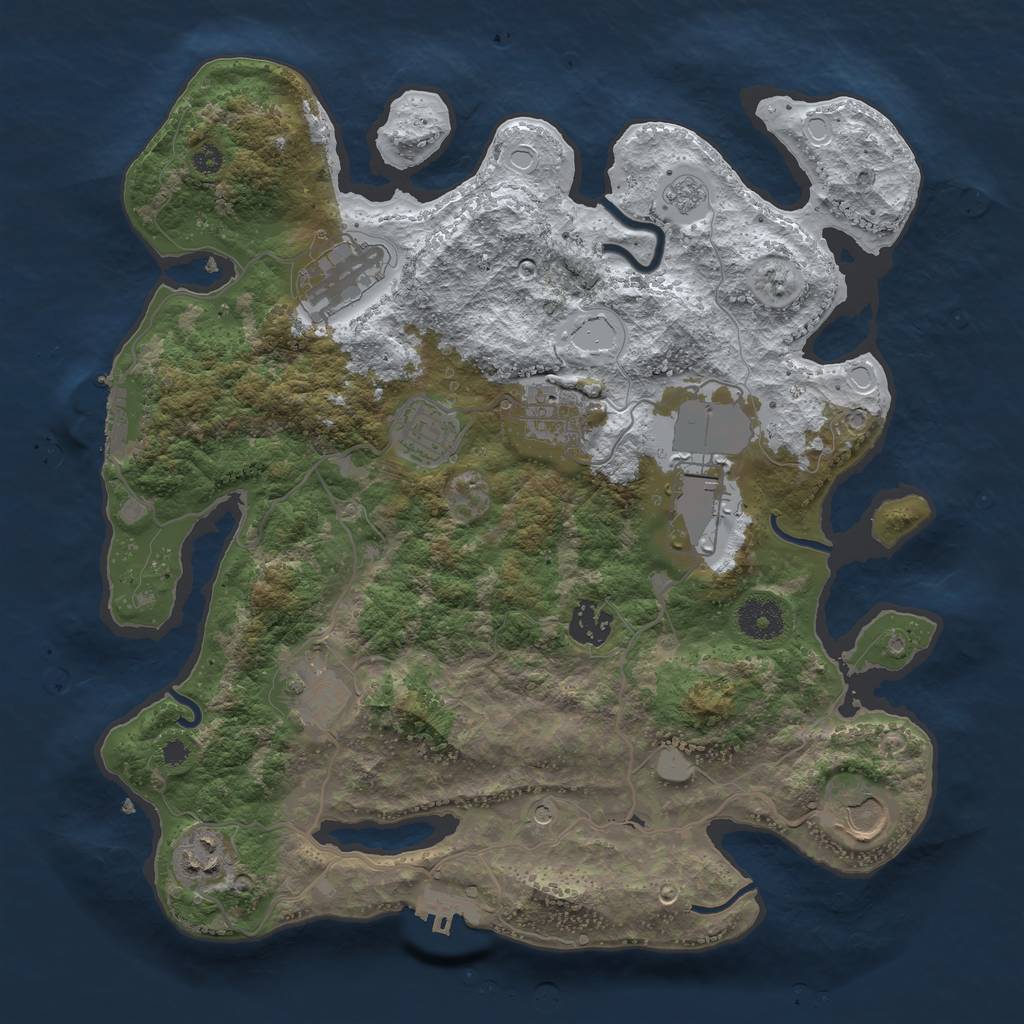 Rust Map: Procedural Map, Size: 3500, Seed: 111703049, 17 Monuments