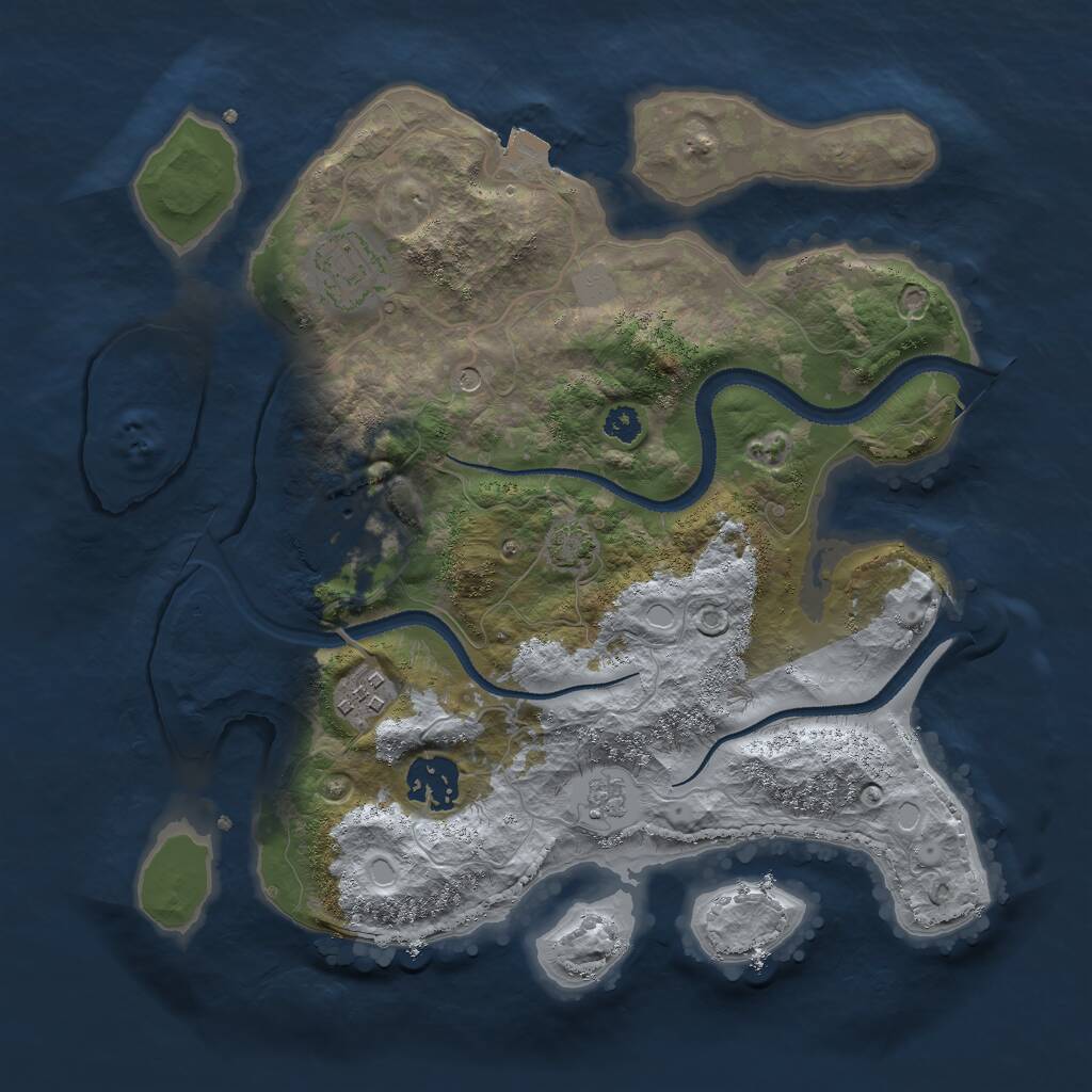 Rust Map: Procedural Map, Size: 3000, Seed: 1358510654, 8 Monuments